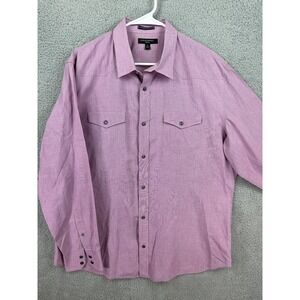 Banana Republic Shirt Mens XL Purple Slim Fit Long Sleeve Western Pearl Snap